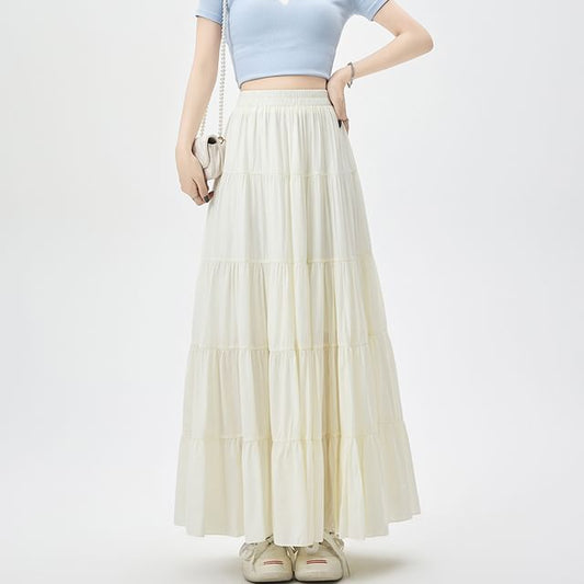 Skirt A-Line High Plain Maxi Waist