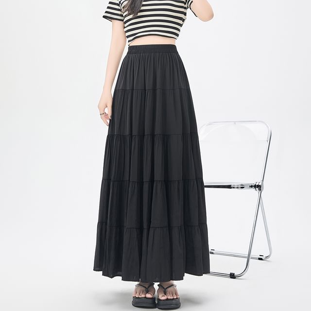 Skirt A-Line High Plain Maxi Waist