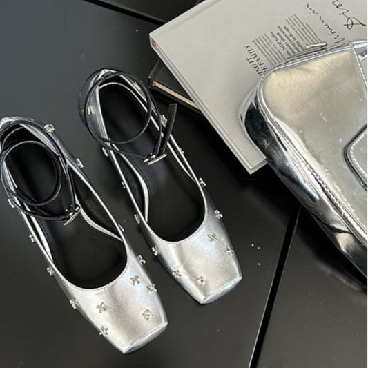 Mary Square Shoes Jane High Strap Ankle Heel Toe