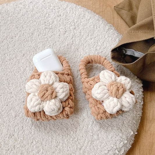 Pouch Floral Earphone Case Knit