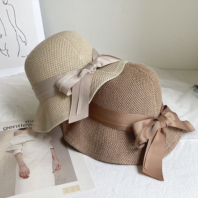 Hat Linen Cotton Ribbon Bucket