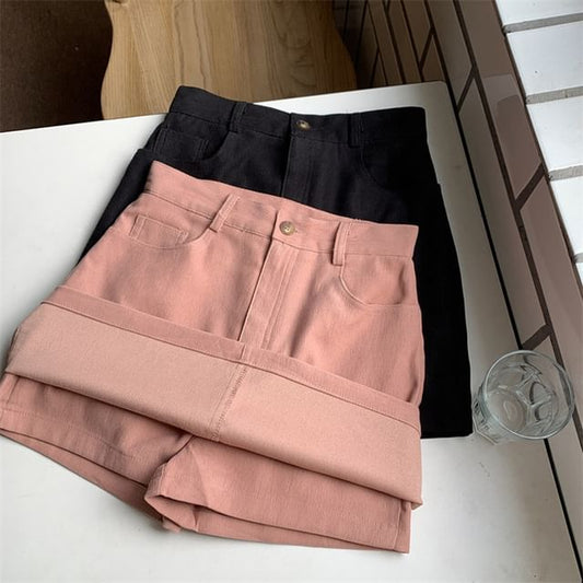 Skirt Mini High Plain Waist A-Line