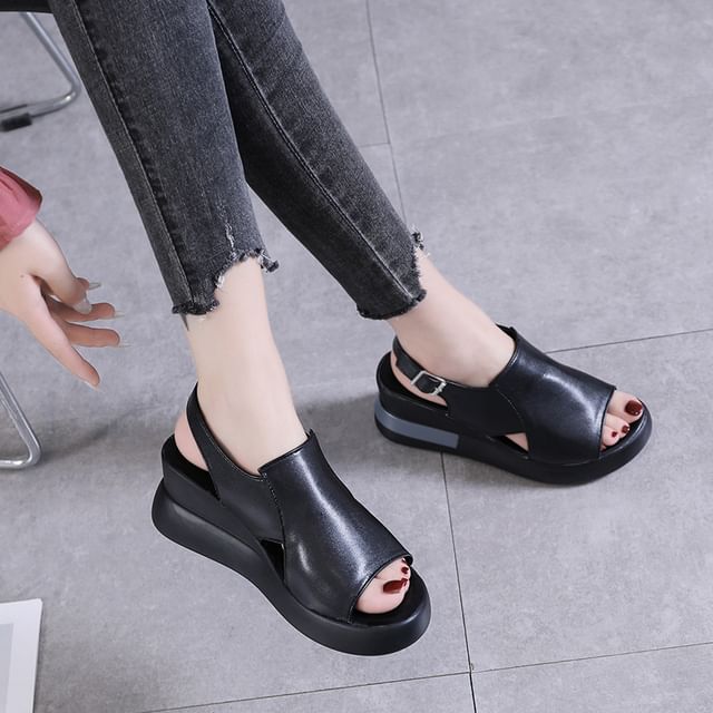 Platform Slingback Wedge Sandals