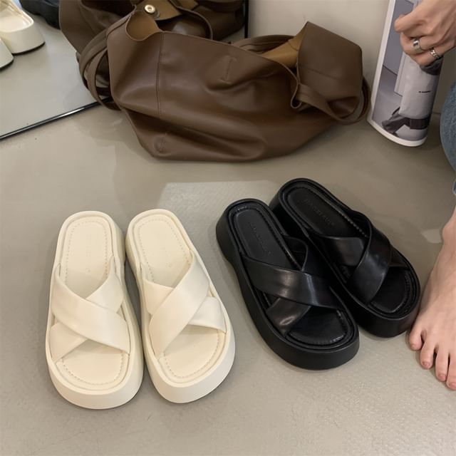 Strap Cross Slide Sandals Platform