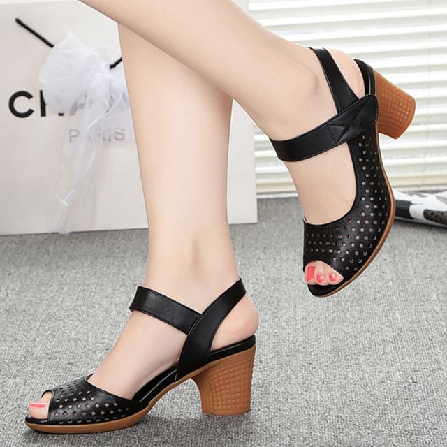 Peep Toe Heel Sandals Chunky