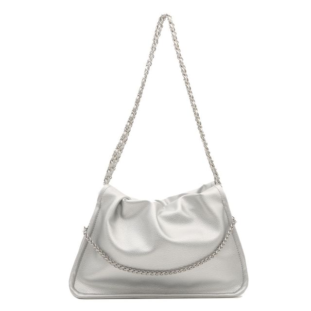 Faux Leather Chained Shoulder Bag