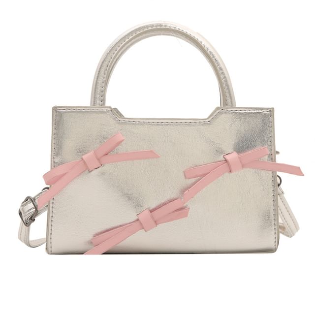 Ribbon Faux Leather Crossbody Bag