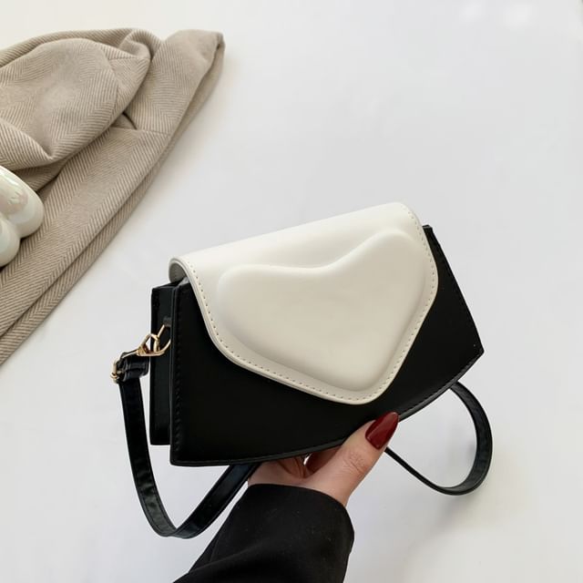 Two Tone Faux Leather Crossbody Bag