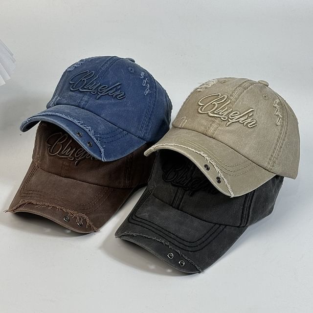 Distressed Embroidered Cap Baseball Letter