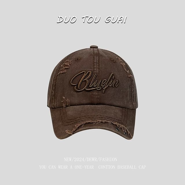 Distressed Embroidered Cap Baseball Letter