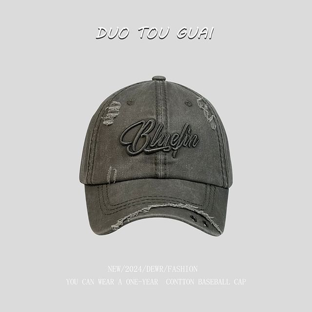 Distressed Embroidered Cap Baseball Letter
