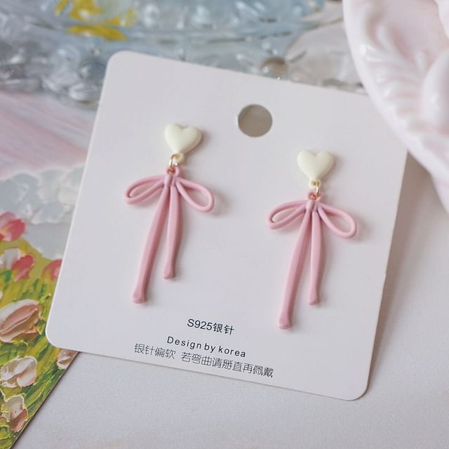 Heart Drop Bow Alloy Earring