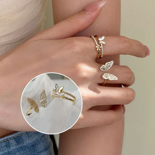 Butterfly Shell Alloy Open Ring