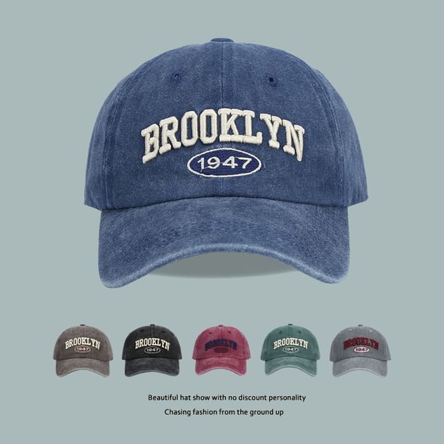 Lettering Embroidered Cap