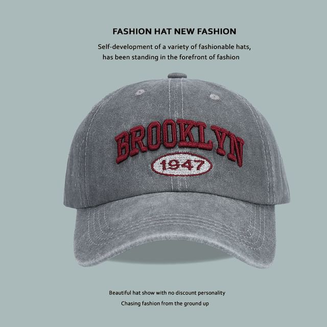 Lettering Embroidered Cap