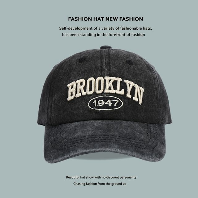 Lettering Embroidered Cap