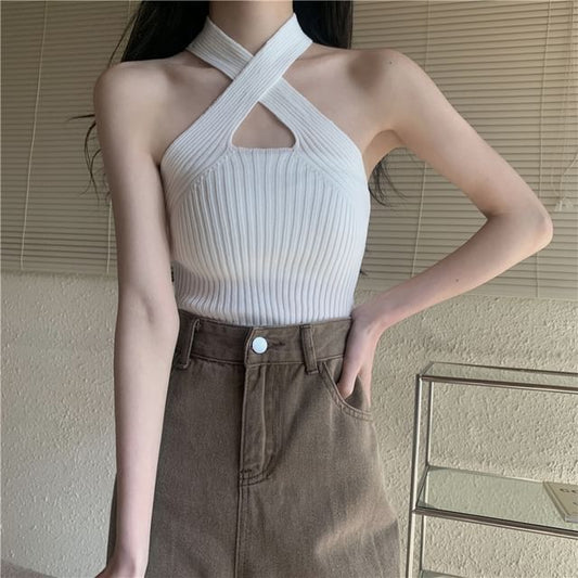 Strap Plain Top Crop Cross