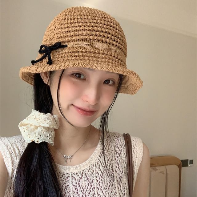 Woven Accent Hat Bow Bucket