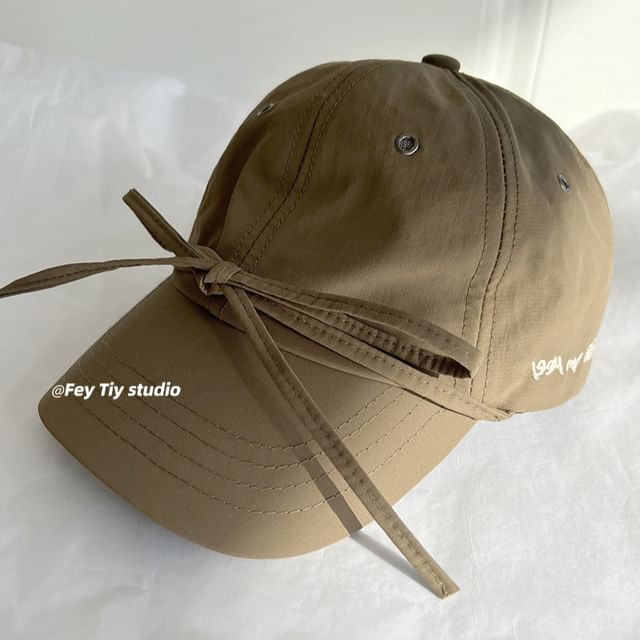 Baseball Embroidered Cap Lettering Bow Accent