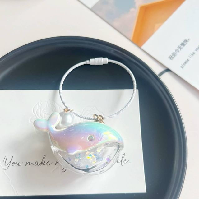 Whale Faux Pearl Bag Charm Keyring