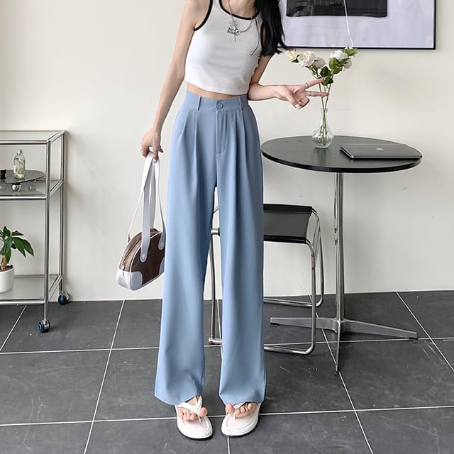 High Waist Plain Loose Fit Dress Pants