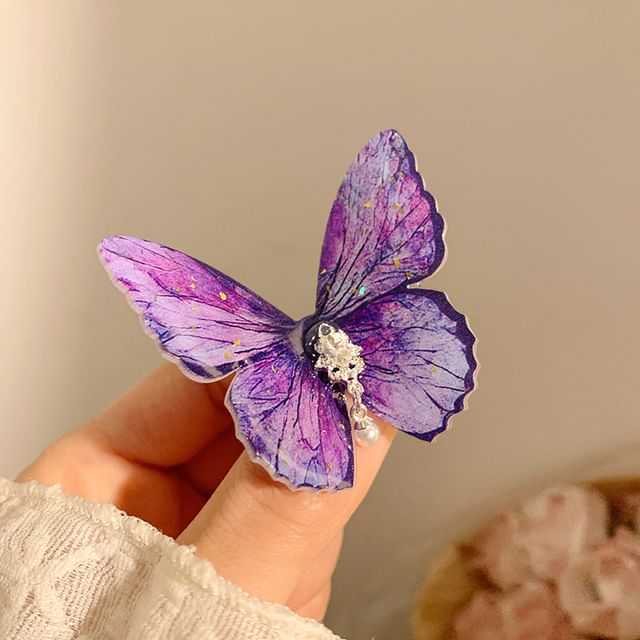 Butterfly / Rhinestone Clip Set Hair