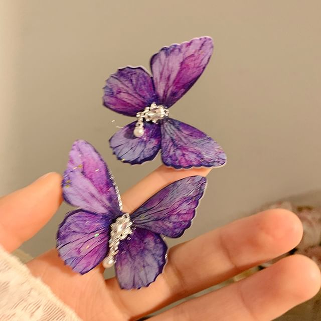 Butterfly / Rhinestone Clip Set Hair