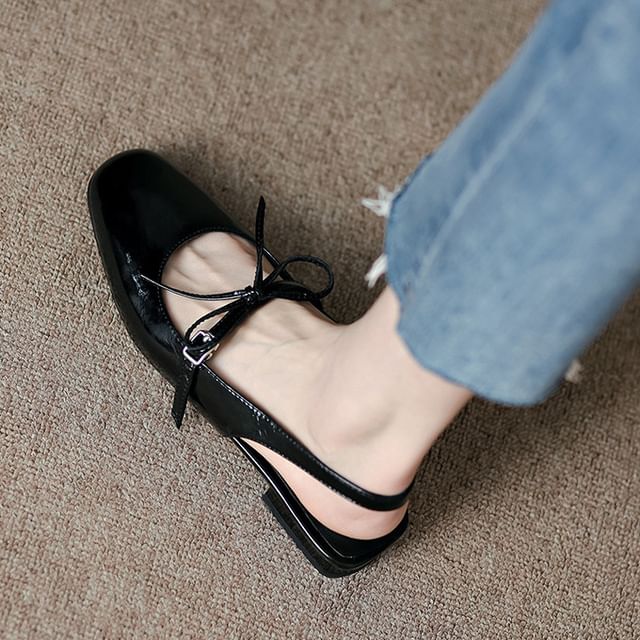 Heel Bow Sandals Chunky Slingback