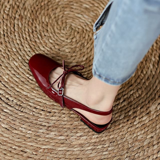 Heel Bow Sandals Chunky Slingback