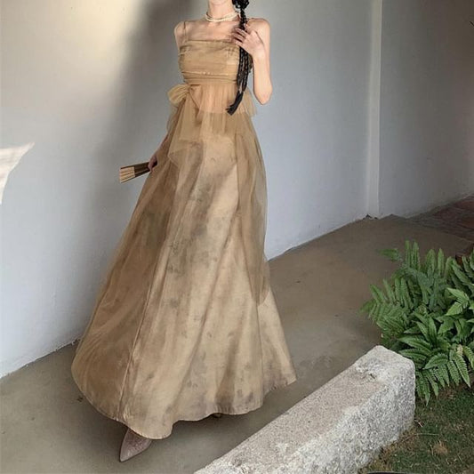 + Camisole Maxi Top Skirt Set: Rise Mid Flowy Plain A-Line