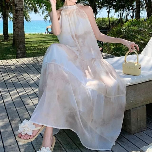 Floral Sleeveless A-Line Dress Maxi