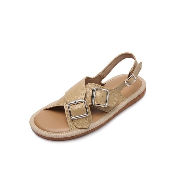 Cross Strap Buckled Sandals