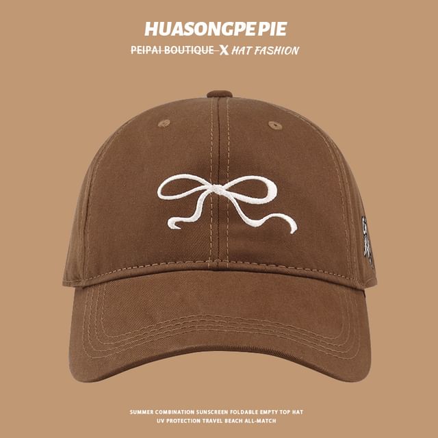 Bow Embroidered Cap Baseball