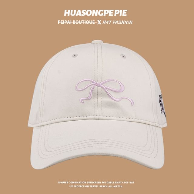 Bow Embroidered Cap Baseball