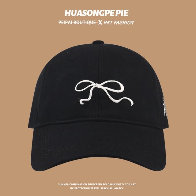 Bow Embroidered Cap Baseball