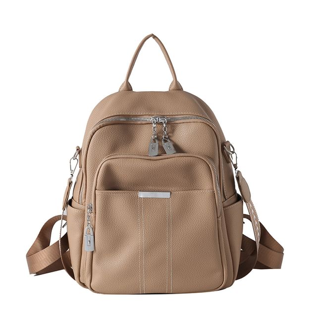 Leather Faux Backpack Multi-Pocket