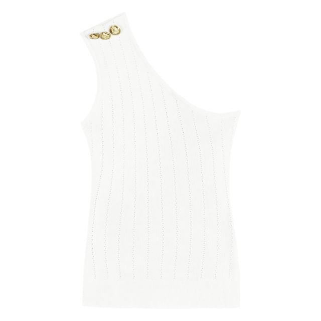 One-Shoulder Plain Tank Knit Top