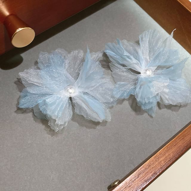 Floral Pearl Faux Mesh Stud Ear