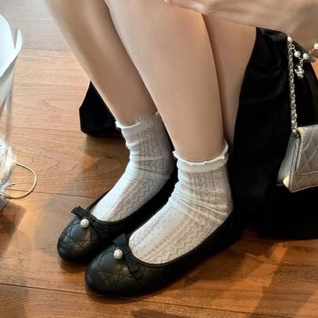 Faux Pearl Flats Bow