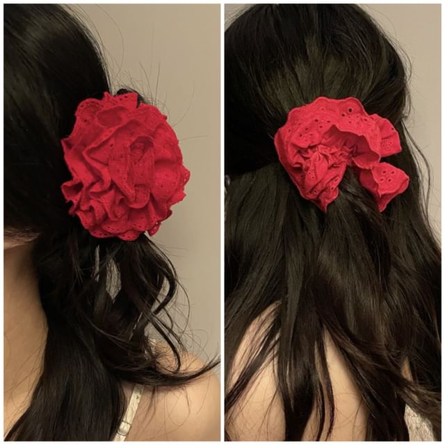 / Floral Clamp Fabric Hair Scrunchie