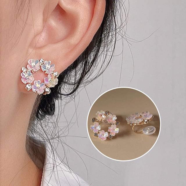 Hoop Alloy Floral Earring