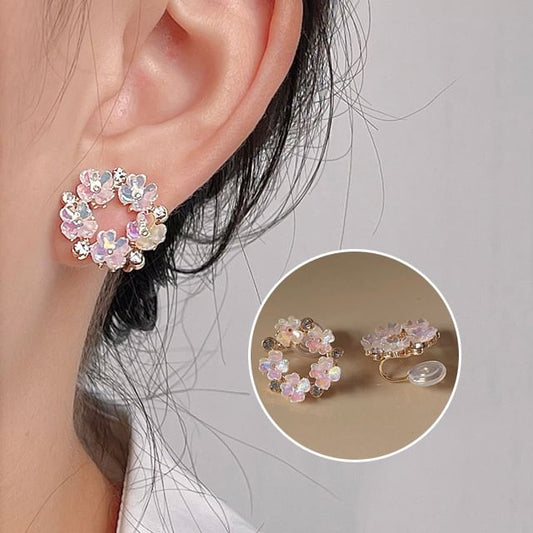 Hoop Alloy Floral Earring