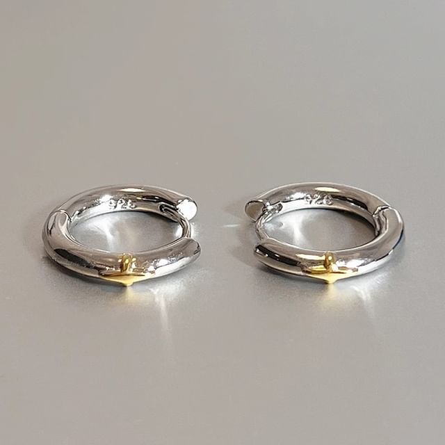 Silver Sterling Earring Huggie Star