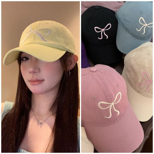 Bow Baseball Cap Embroidered