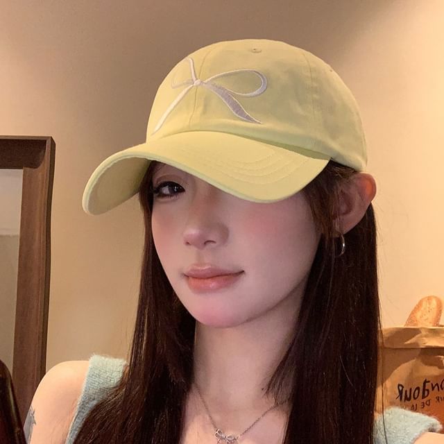 Bow Baseball Cap Embroidered
