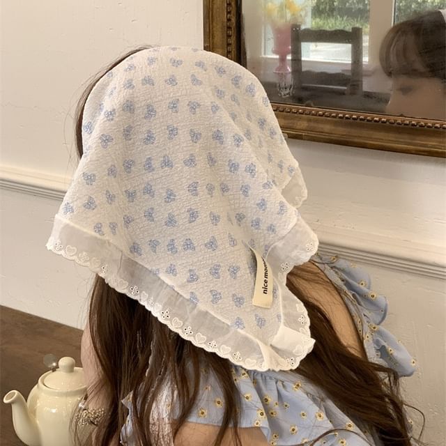 Lace Scarf Head Triangle (Various Embroidered Designs)