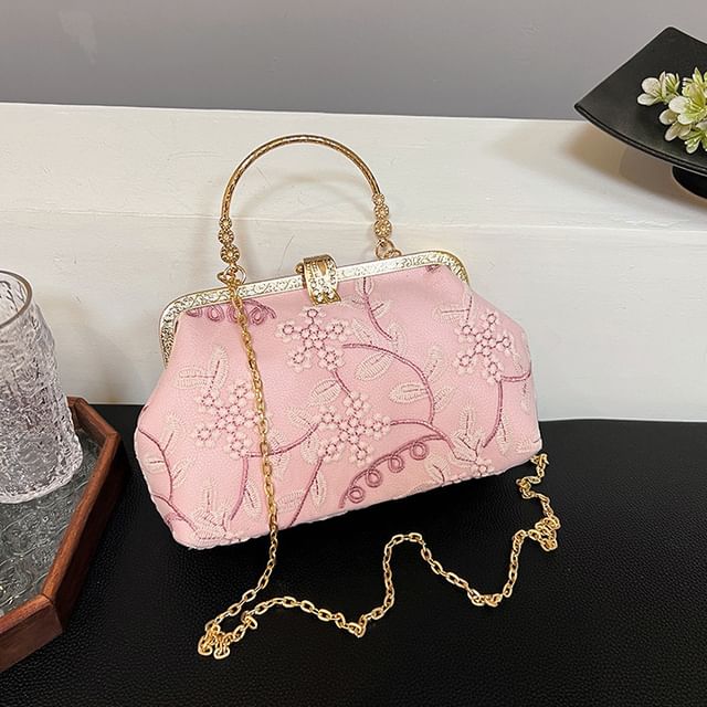 Chain Crossbody Flower Bag Embroidered Strap