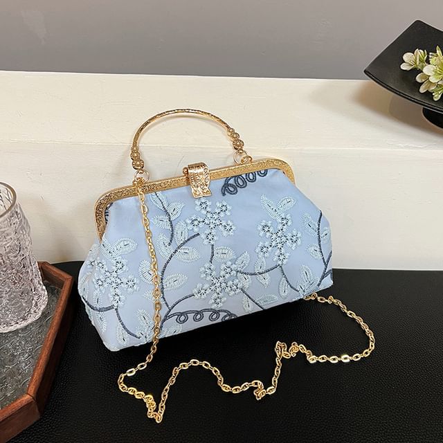 Chain Crossbody Flower Bag Embroidered Strap