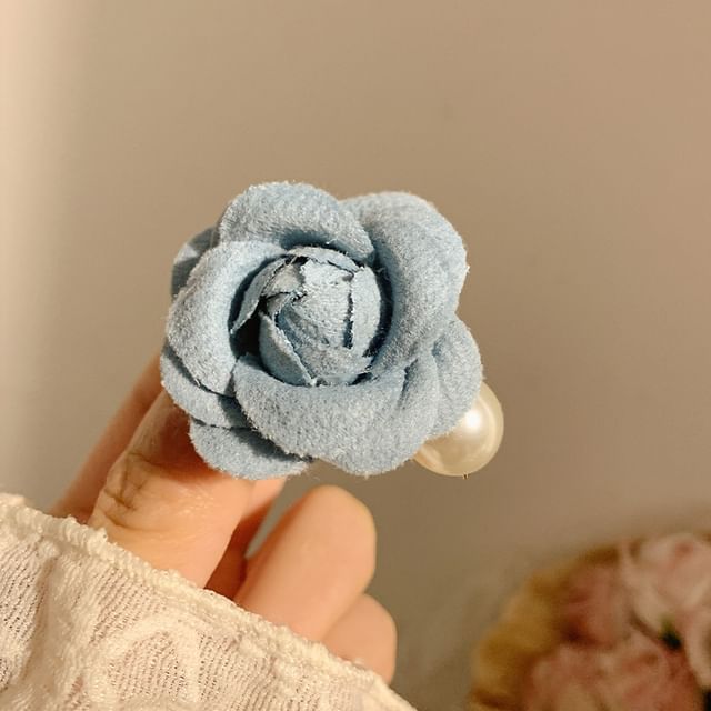 Fabric Hair Floral Pearl Clip Faux