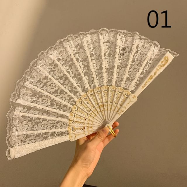 Choker Floral / Set Lace Foldable Hand Fan (Various Designs)